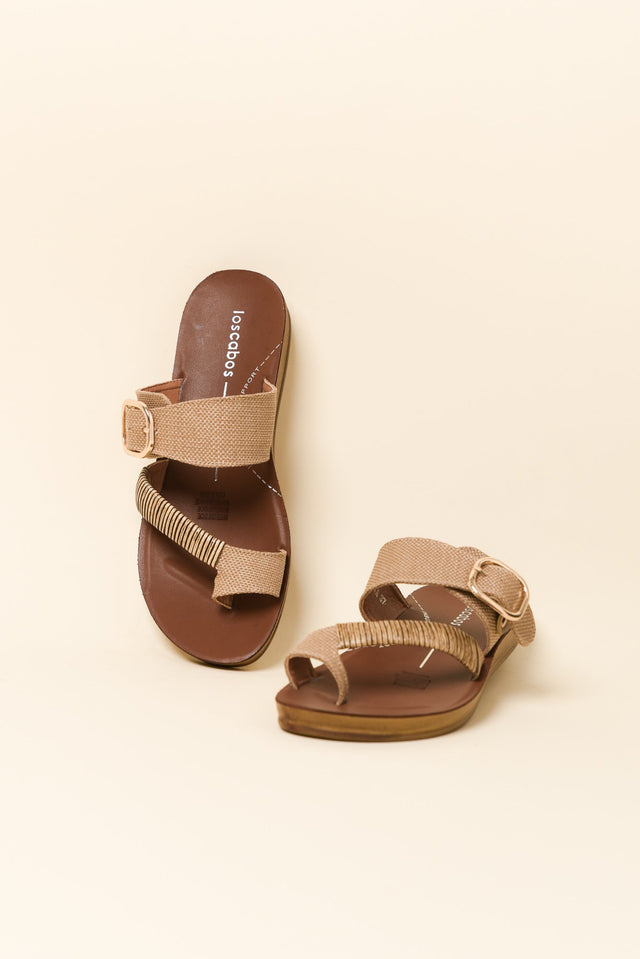 Bria Caramel Raffia Slide