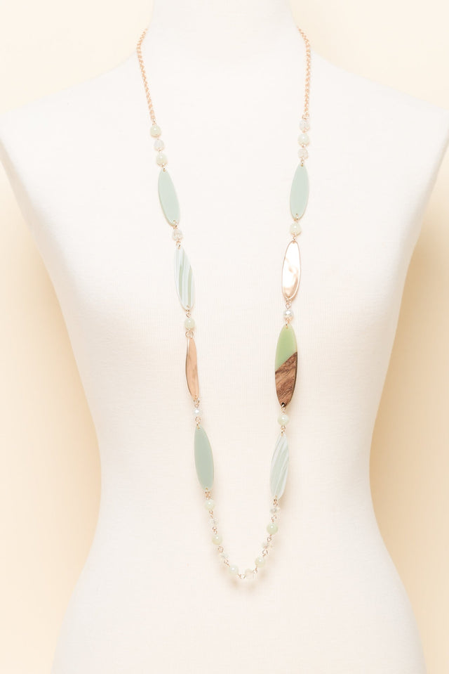Aal Green Beaded Leaf Necklace image 2