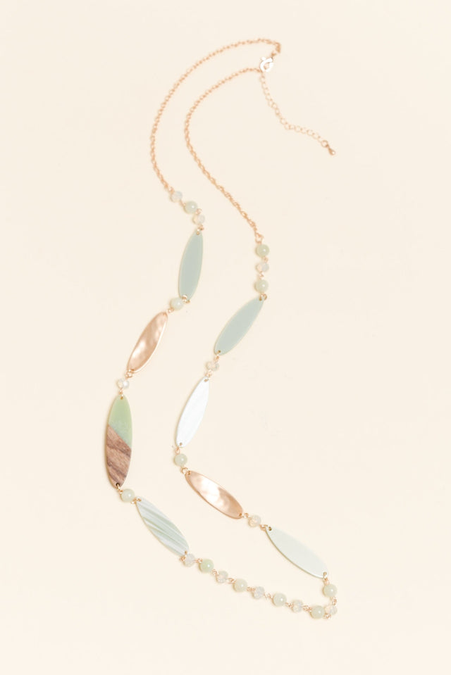 Aal Green Beaded Leaf Necklace image 1
