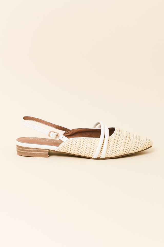 Abby Cream Raffia Leather Slingback Mule image 1