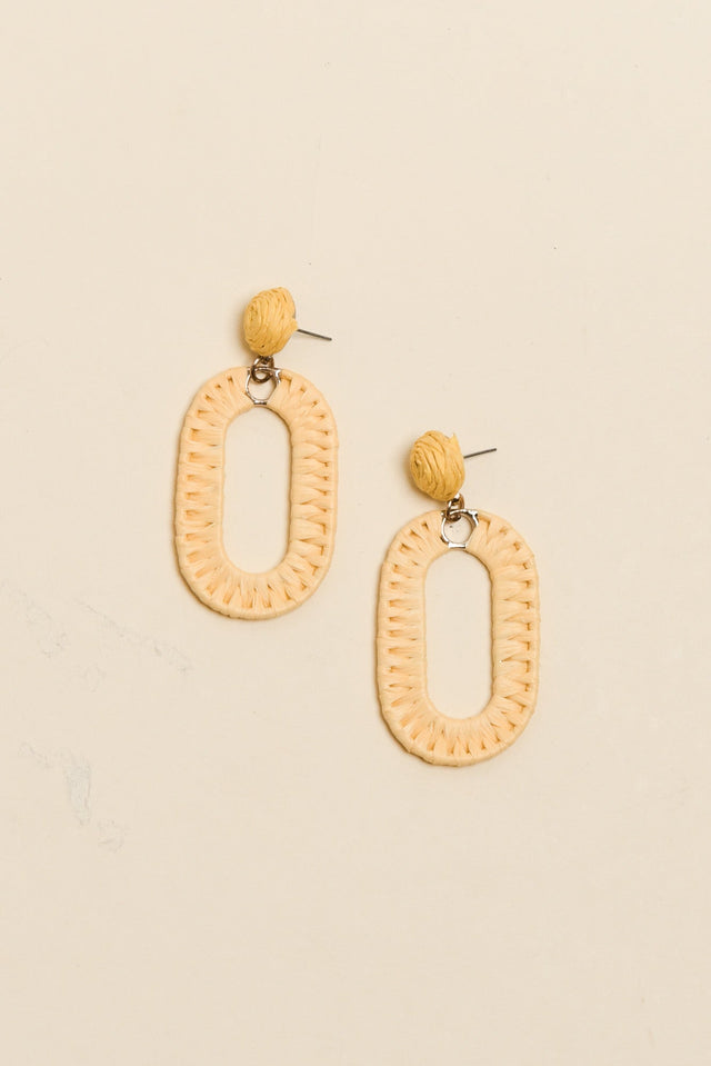 Abeni Yellow Straw Drop Earrings image 1