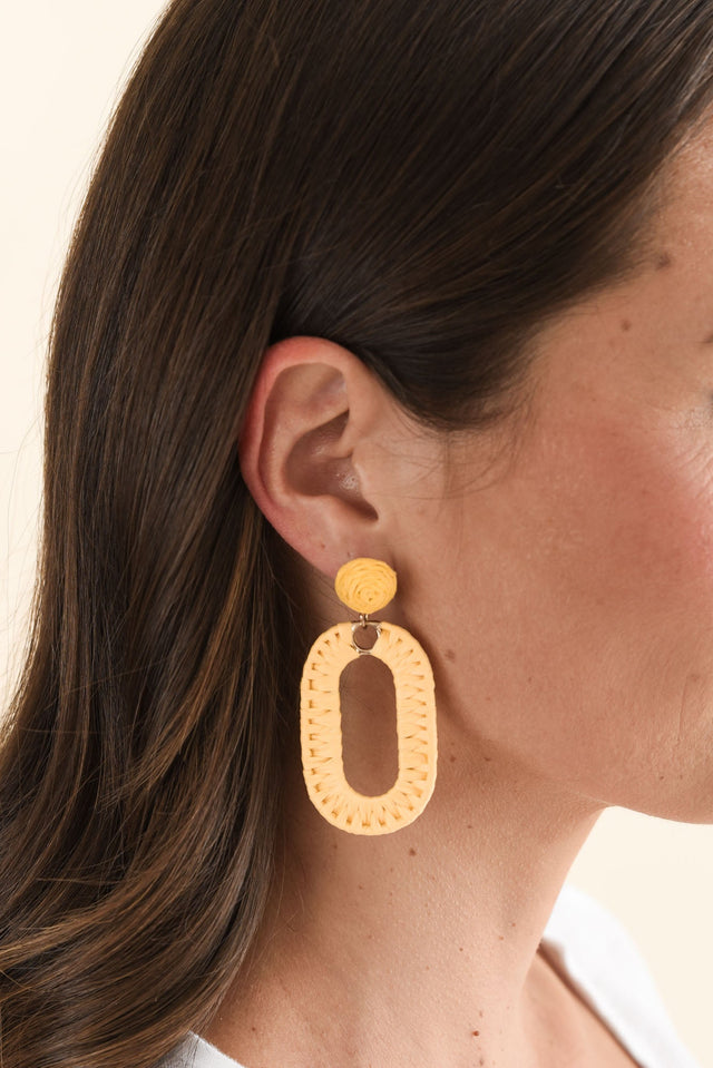 Abeni Yellow Straw Drop Earrings image 2
