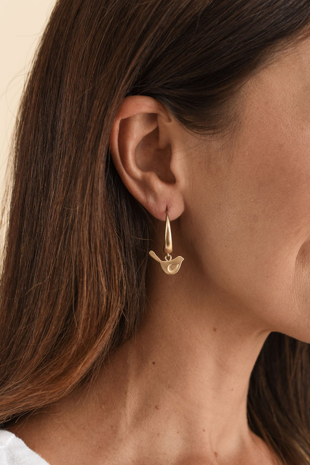 Abia Gold Bird Hook Earrings image 2