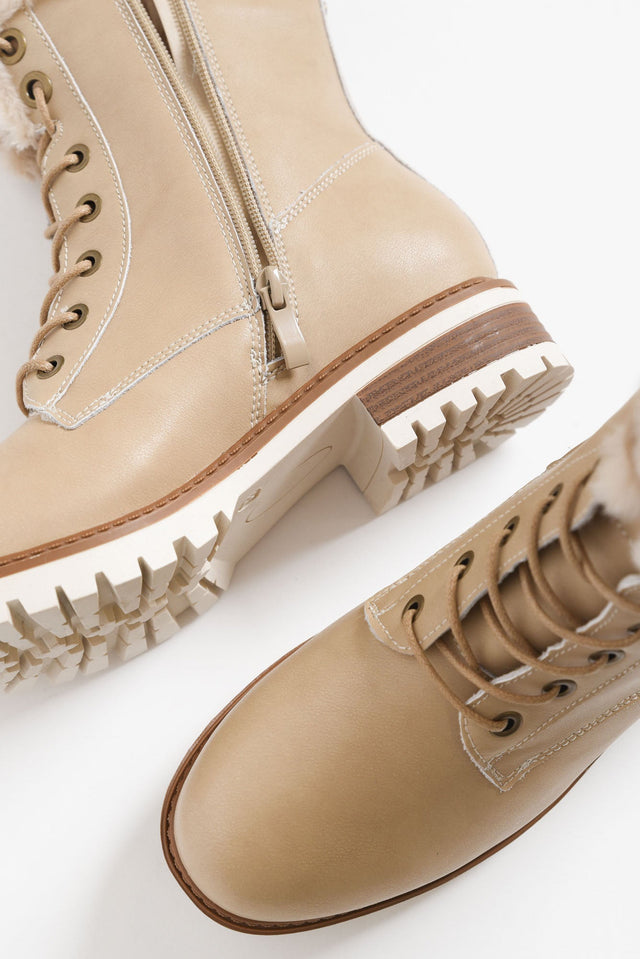 Ainslie Cream Leather Faux Fur Boot image 3