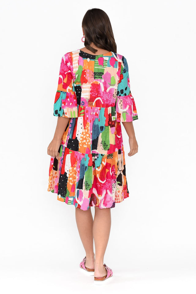 Alanya Pink Abstract Organic Cotton Dress image 5