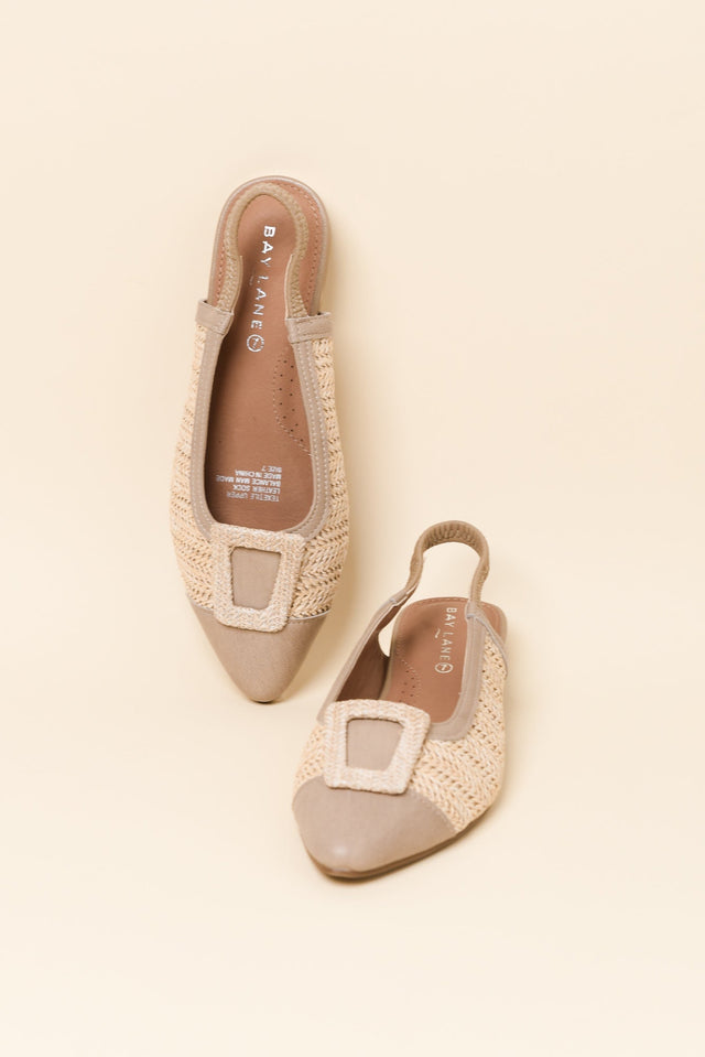 Alcatraz Beige Leather Slingback Mule