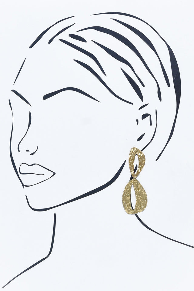 Alena Gold Oval Drop Earrings image 2