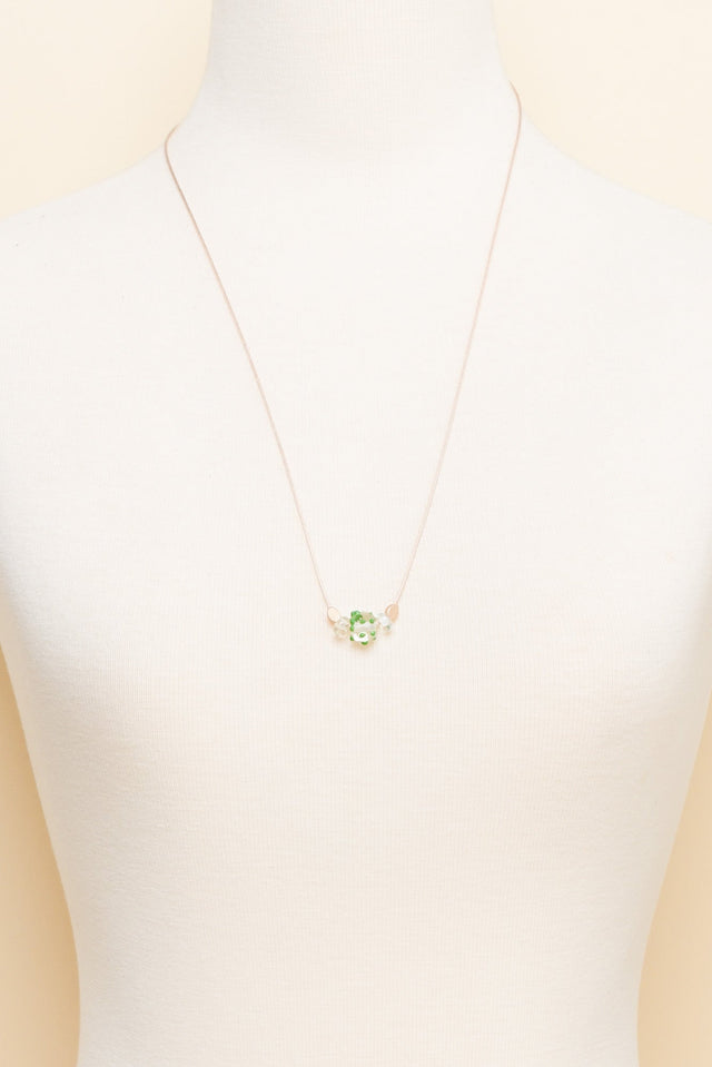 Almia Green Dot Glass Beaded Necklace image 2