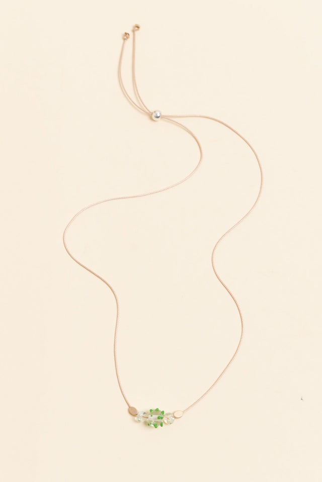 Almia Green Dot Glass Beaded Necklace image 1