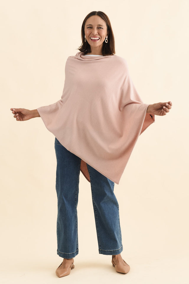Amy Dusty Pink Wool Blend Poncho image 7