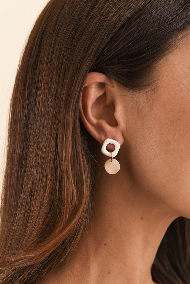 Angie White Drop Earrings image 2