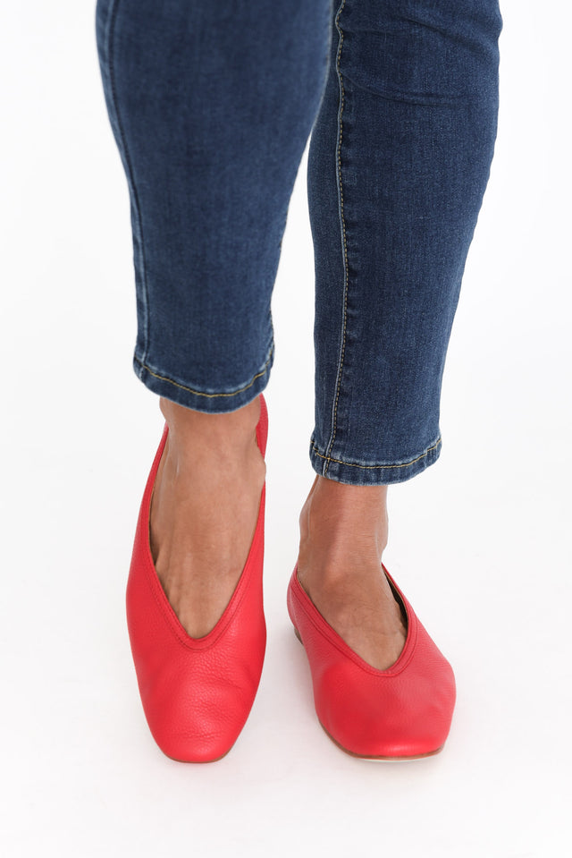 Anita Red Leather Ballet Flat image 2