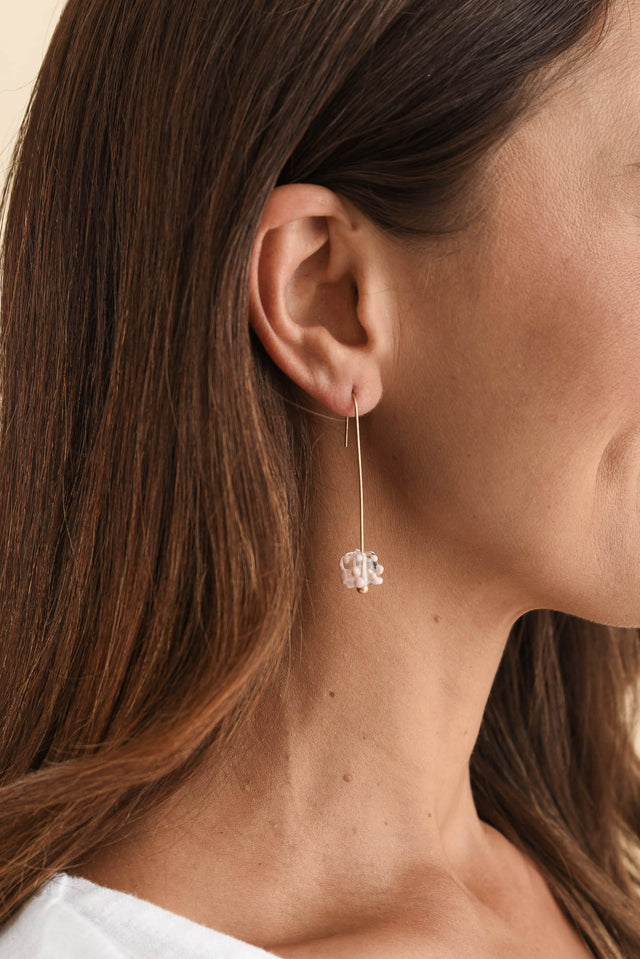 Anka Pink Dot Glass Hook Earrings image 2