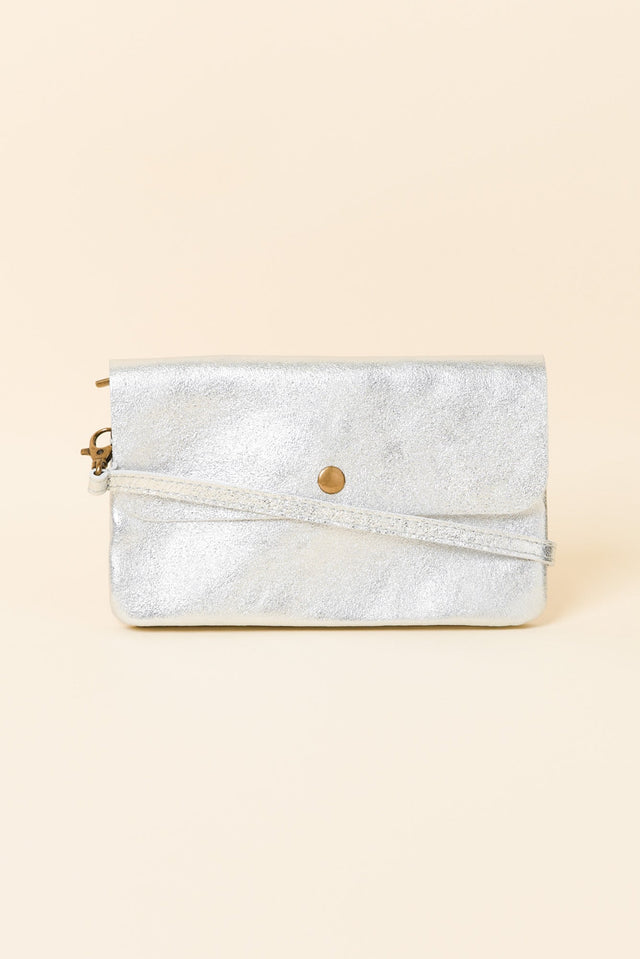 Antonia Silver Metallic Crossbody Bag