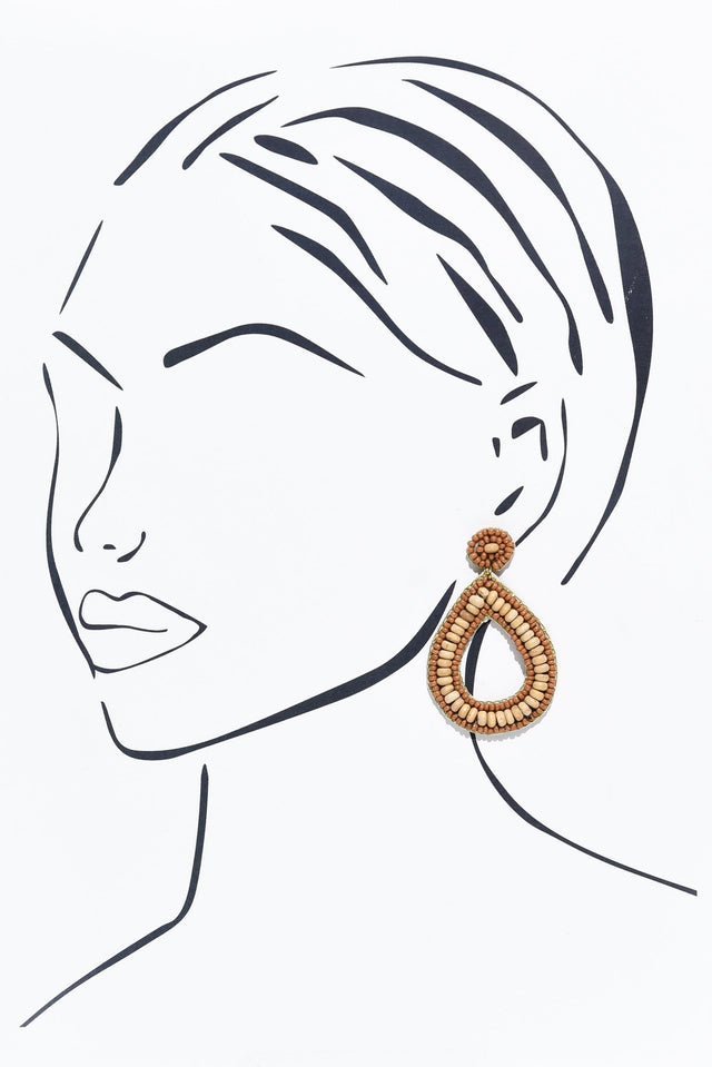 Arletta Brown Beaded Drop Earrings