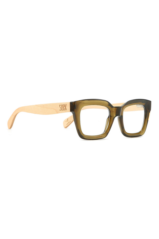 Aurelia Khaki Wooden Reading Glasses image 1