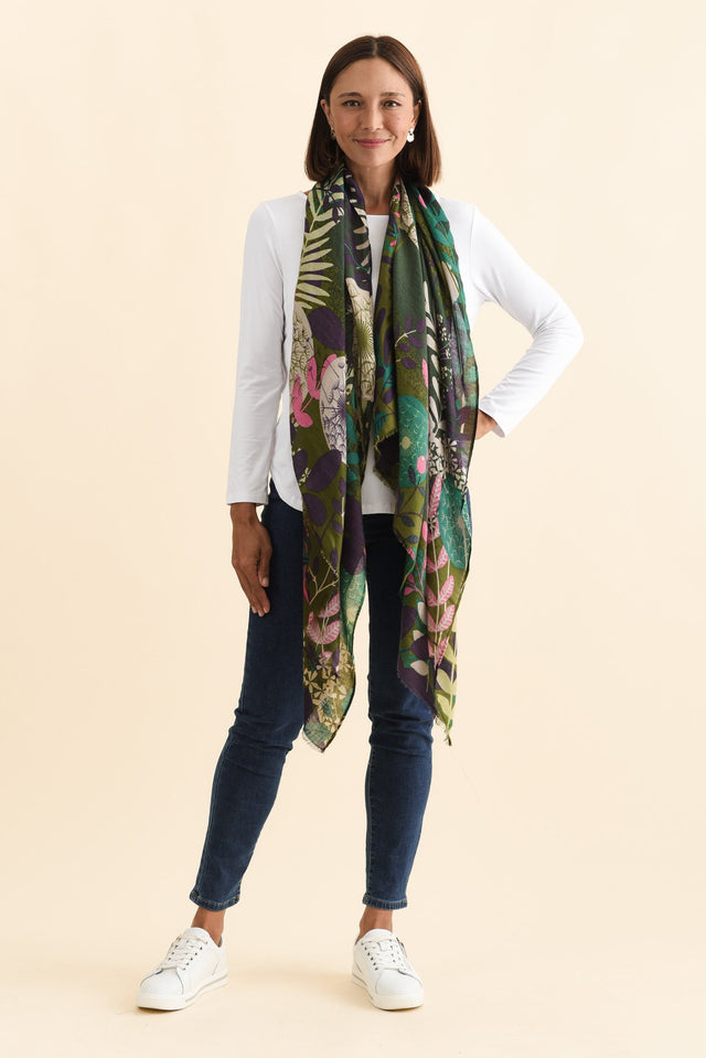 Bauer Green Floral Scarf image 2
