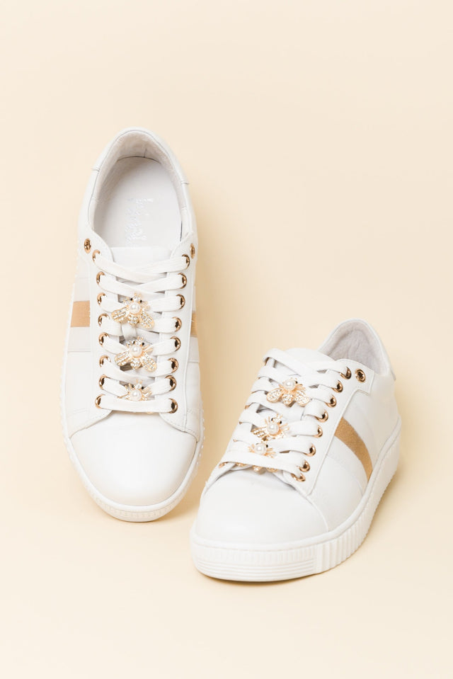 Bee White Stripe Leather Sneaker image 2