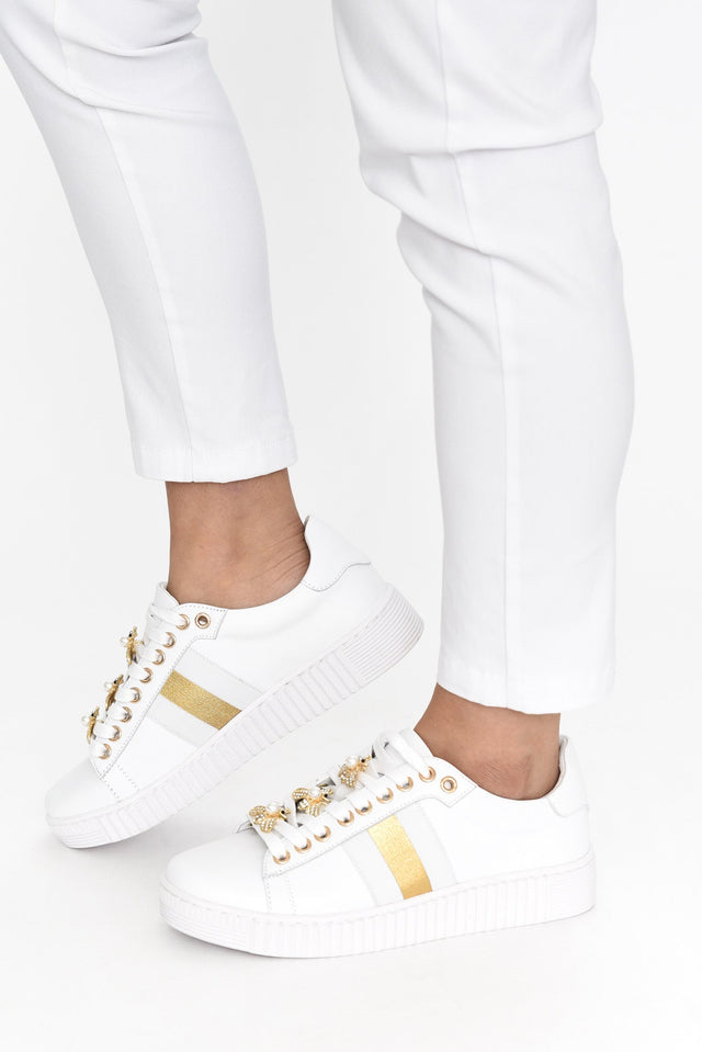 Bee White Stripe Leather Sneaker image 5