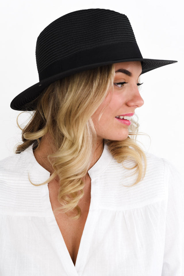 Black Wide Brim Travel Fedora image 1