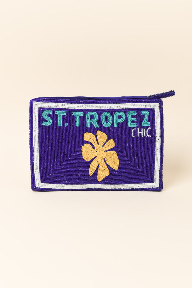 Blue St Tropez Beaded Clutch