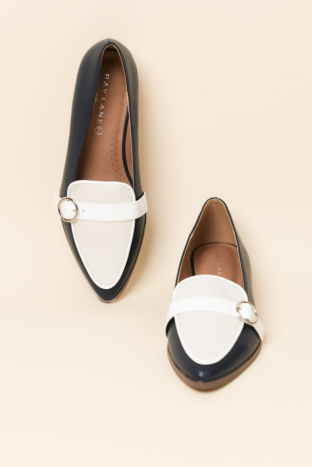 Boston Navy Contrast Leather Loafer