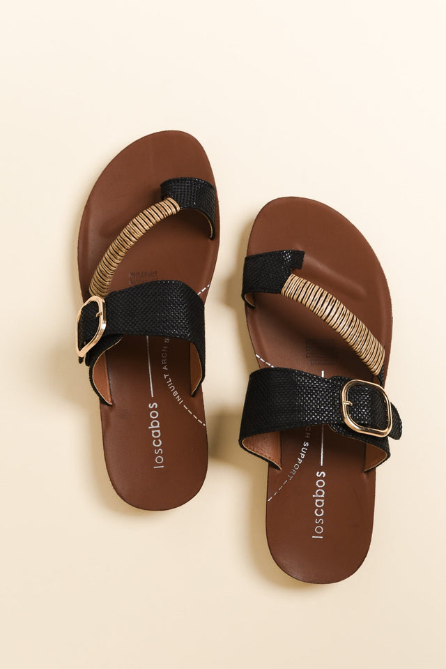 Bria Black Raffia Slide image 4