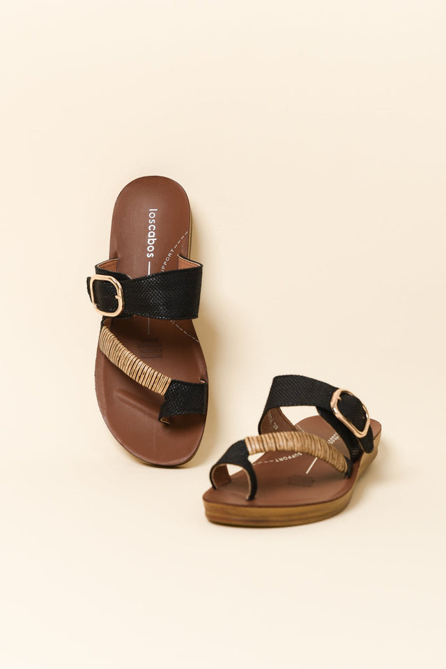 Bria Black Raffia Slide
