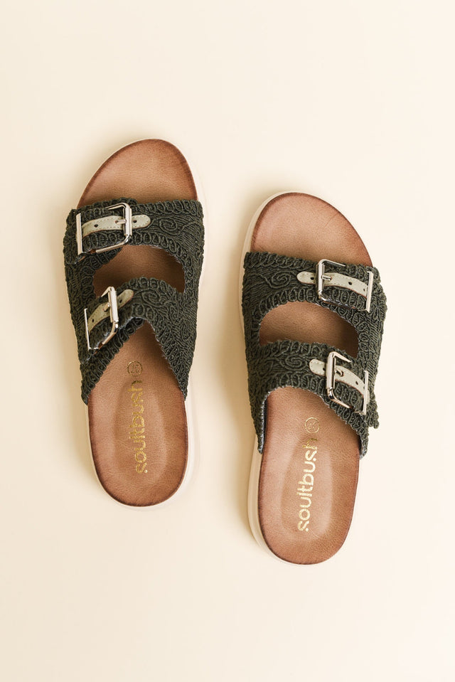 Brizzie Khaki Buckle Platform Slide image 4