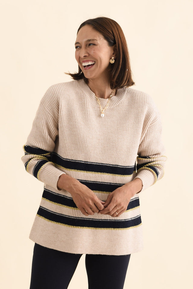 Camryn Cream Stripe Knit Jumper image 1