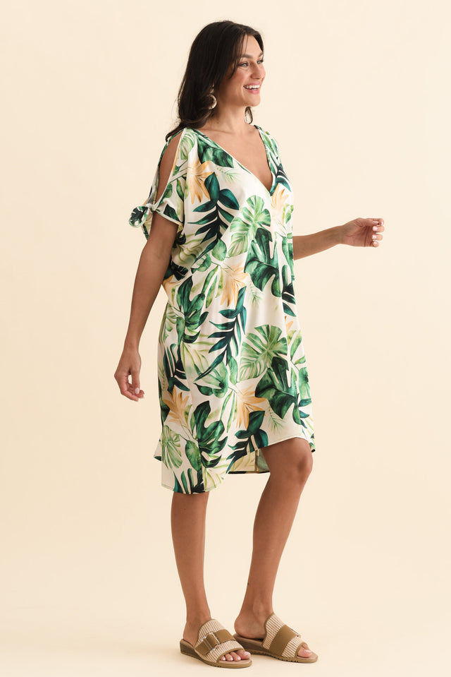 Candice Green Leaf Cold Shoulder Kaftan image 4