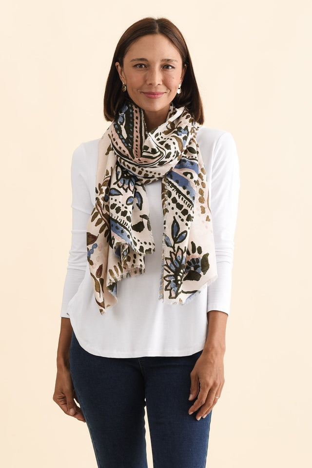 Cardiff Cream Paisley Scarf image 1