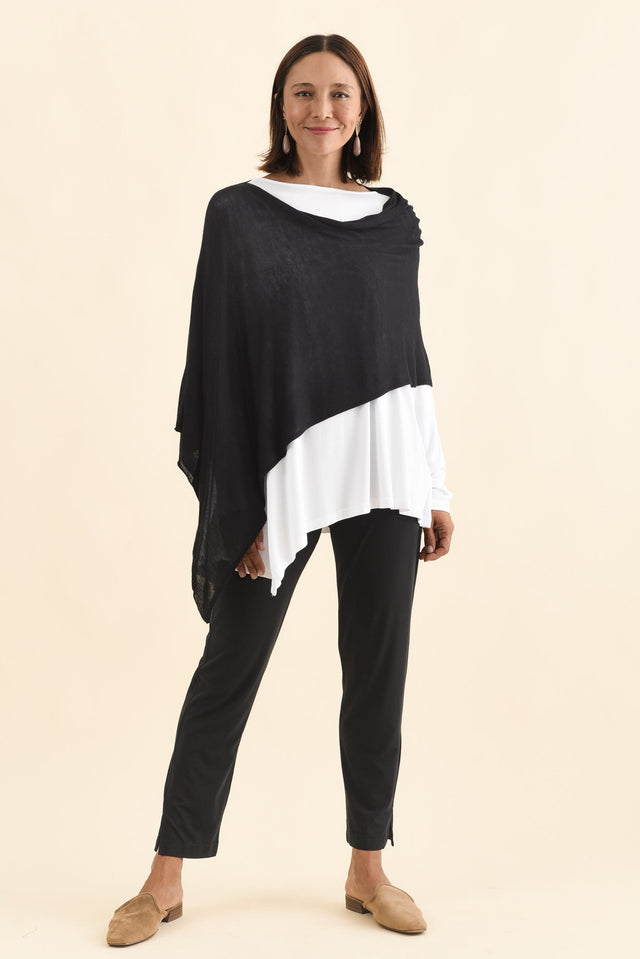 Carrie Black Cashmere Bamboo Poncho image 6