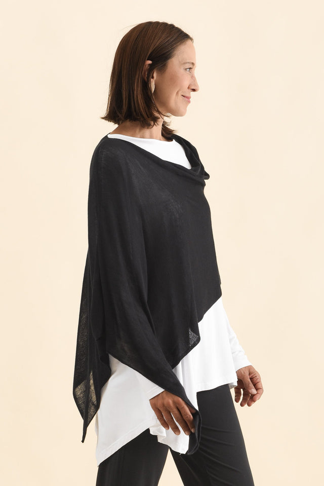 Carrie Black Cashmere Bamboo Poncho image 3
