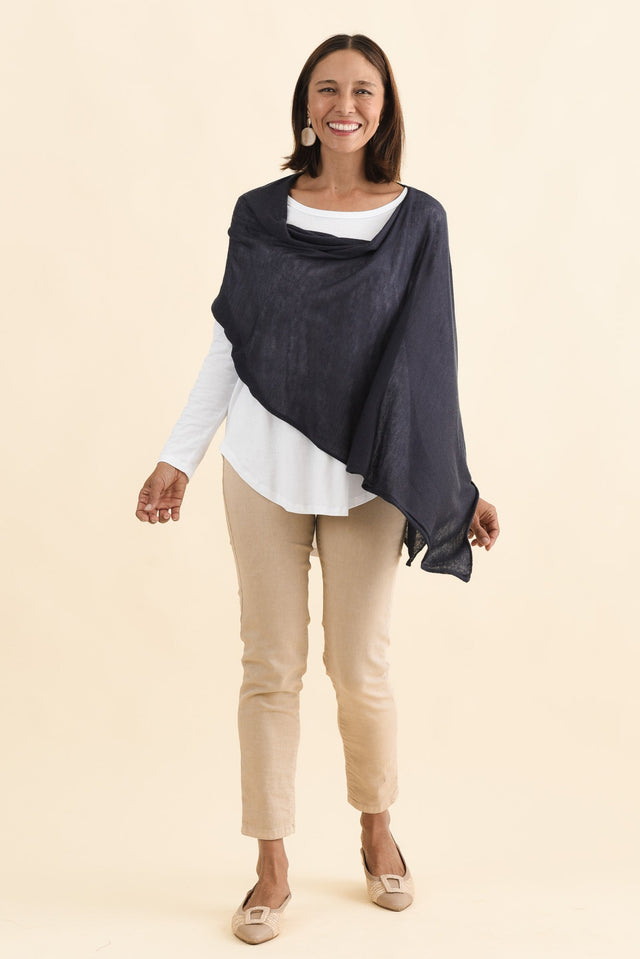 Carrie Navy Cashmere Bamboo Poncho image 8