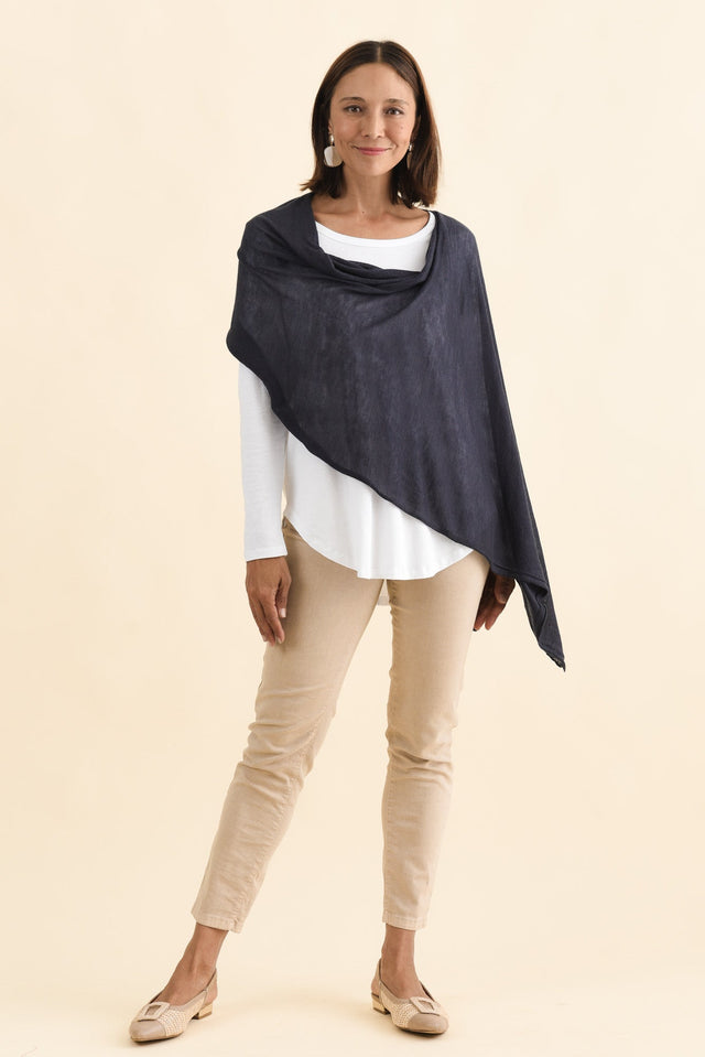 Carrie Navy Cashmere Bamboo Poncho image 3