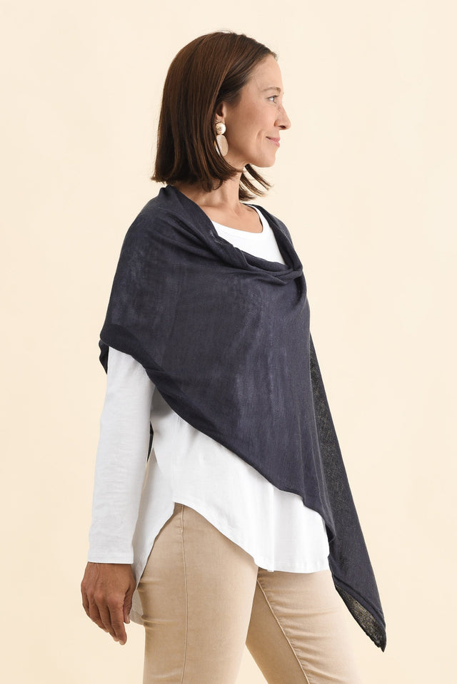 Carrie Navy Cashmere Bamboo Poncho image 4