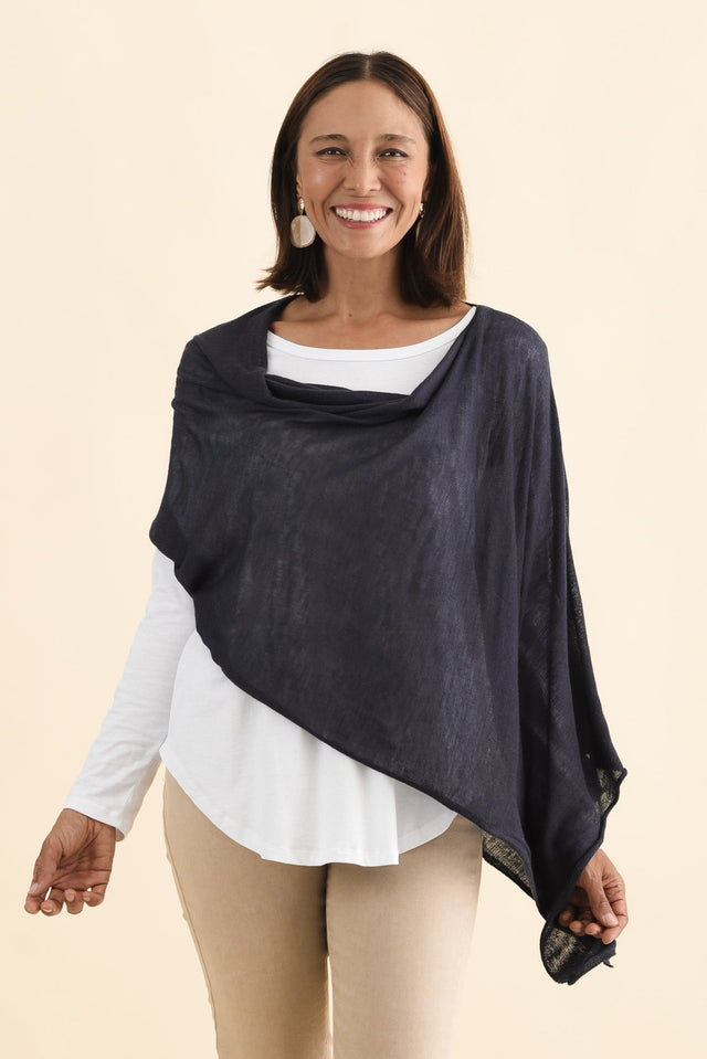 Carrie Navy Cashmere Bamboo Poncho image 1