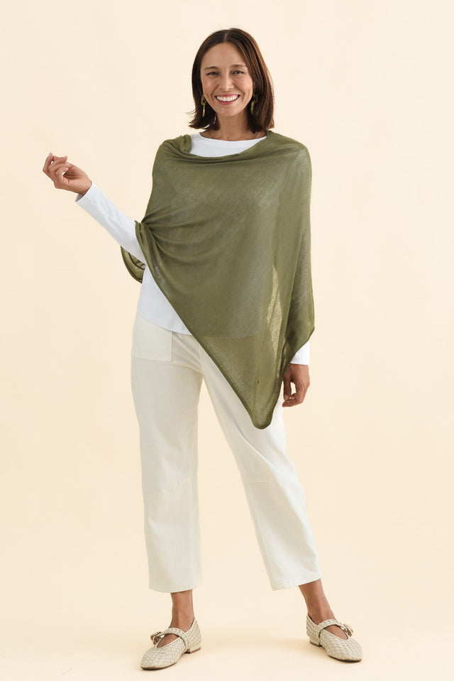Carrie Olive Cashmere Bamboo Poncho image 7