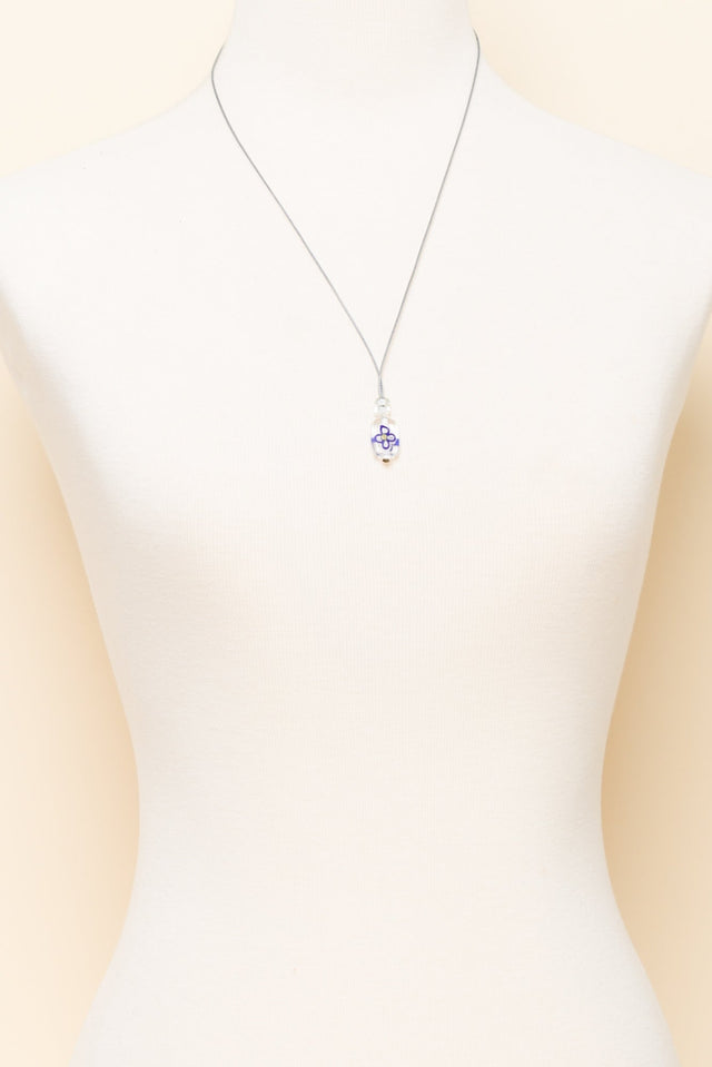 Cecily Blue Flower Glass Beaded Necklace image 2