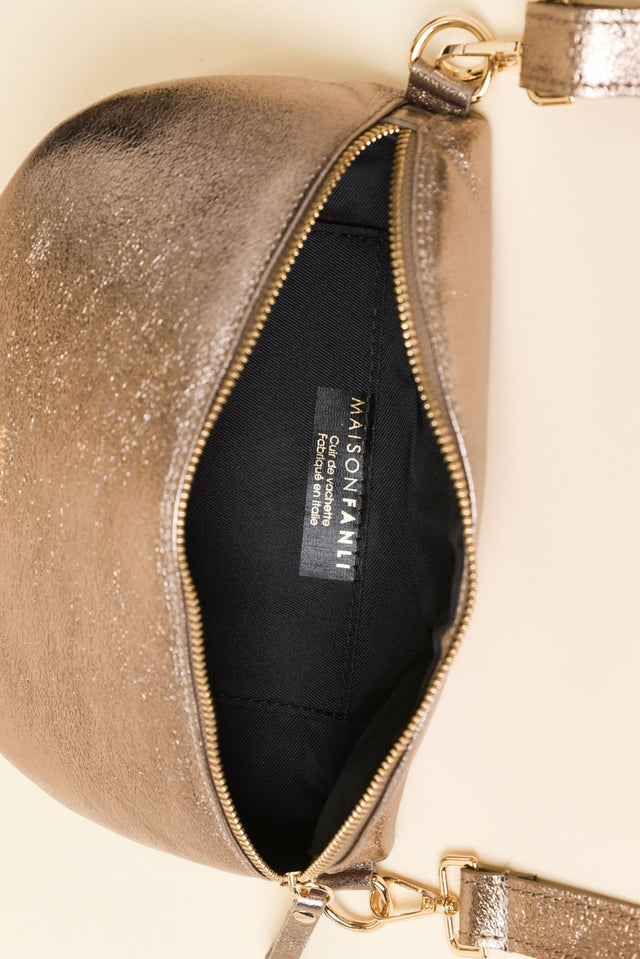Christine Champagne Metallic Leather Bumbag