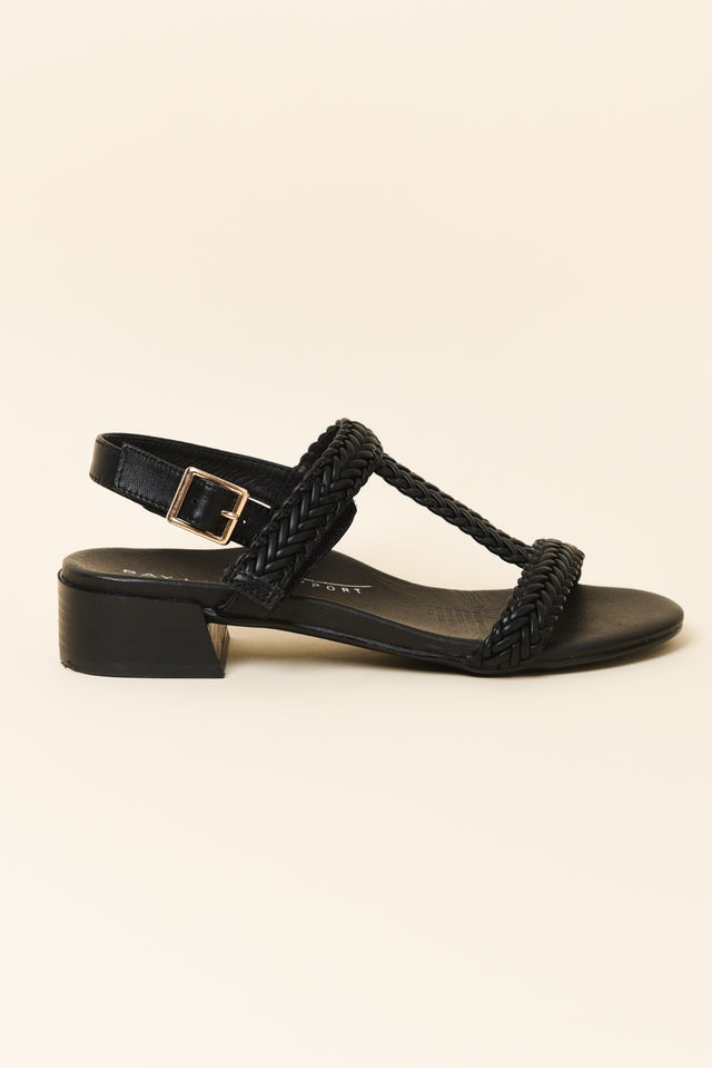 Damzel Black Leather Woven Sandal image 1