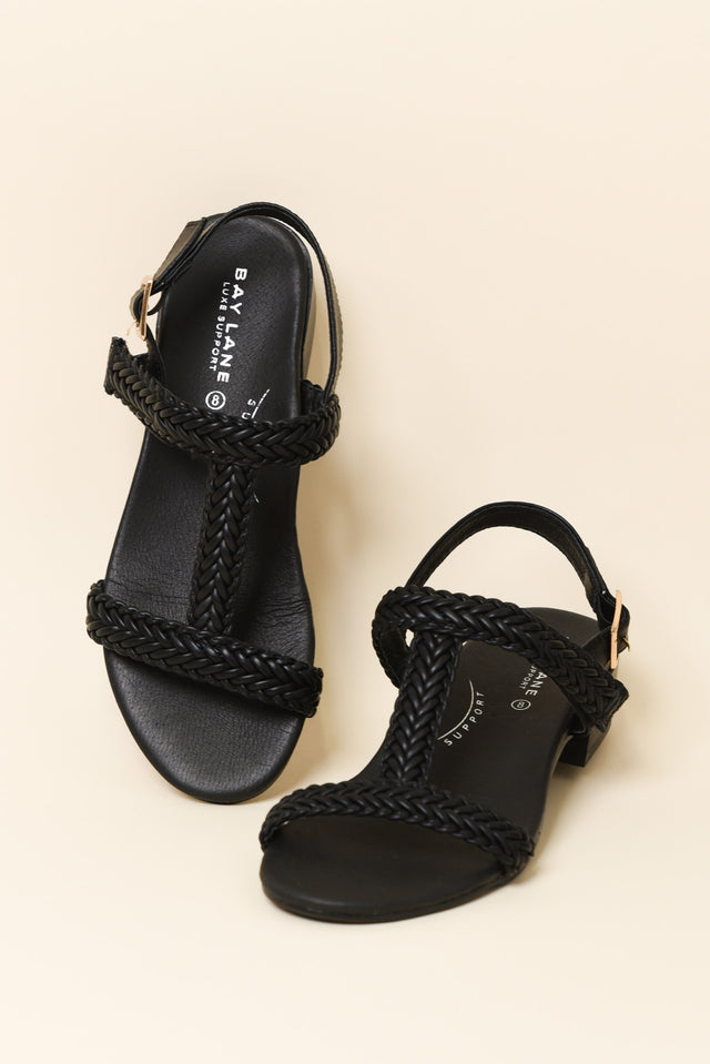 Damzel Black Leather Woven Sandal image 2