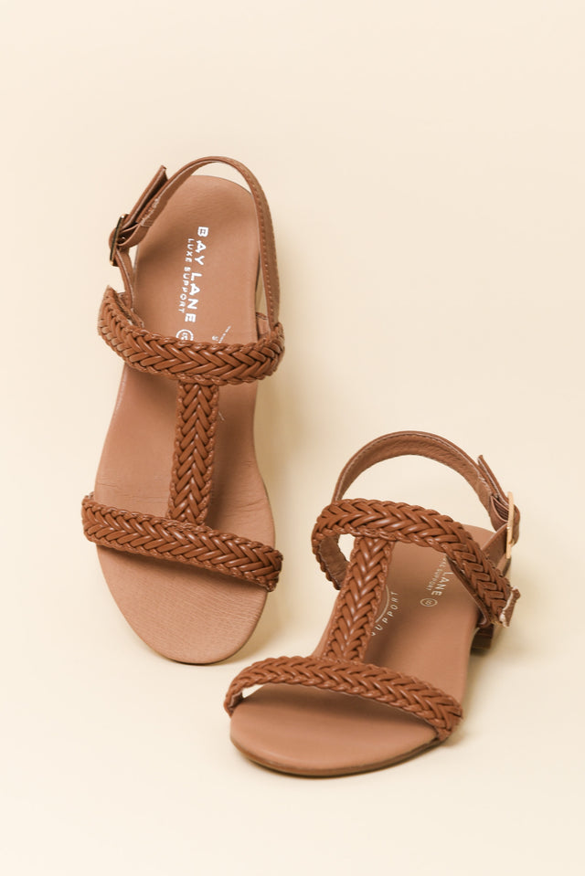 Damzel Tan Leather Woven Sandal image 3