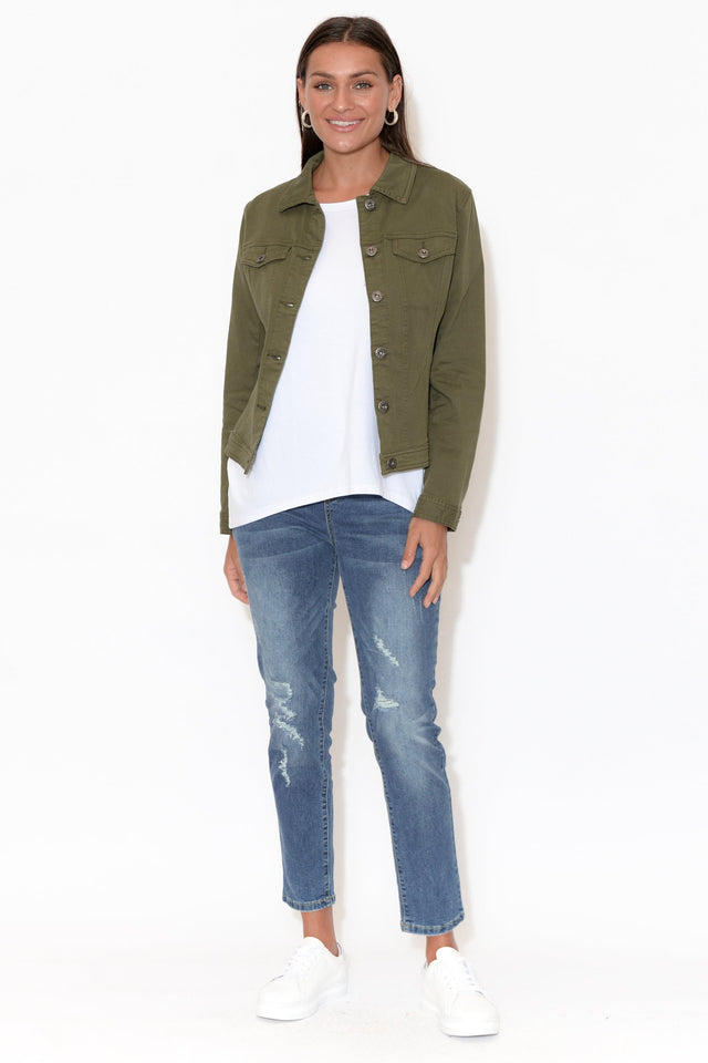 Danielle Khaki Stretch Jean Jacket