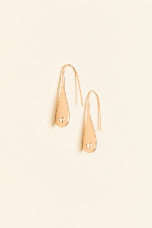 Delia Gold Heart Drop Earrings image 1