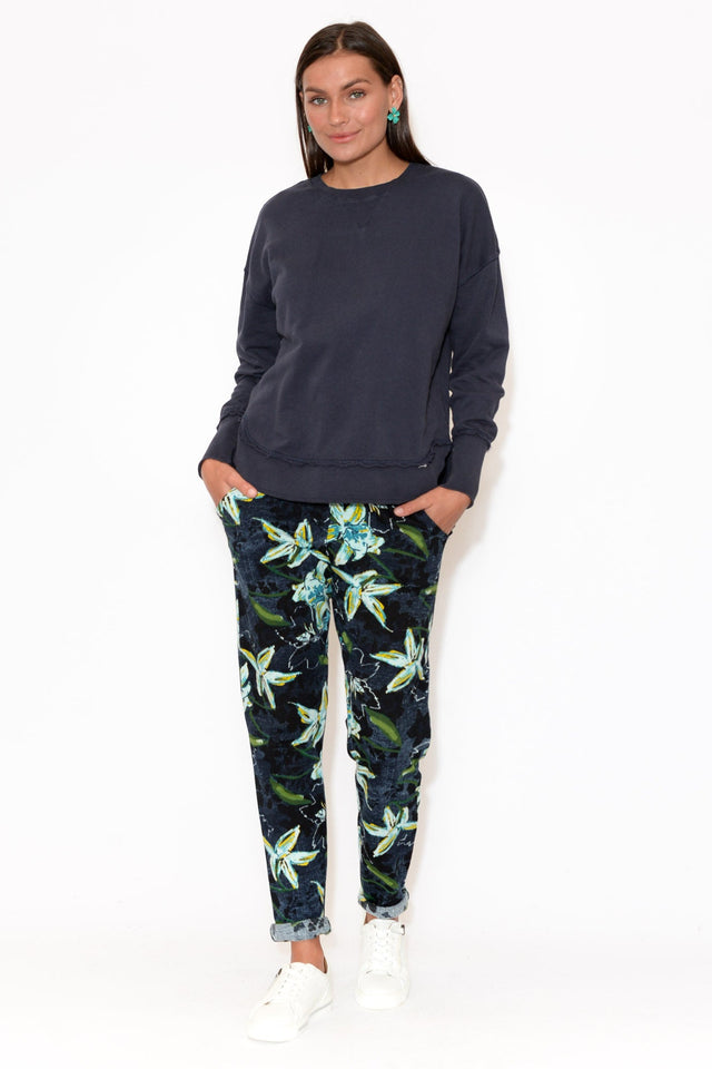 Delilah Navy Cotton Crewneck Sweatshirt image 2