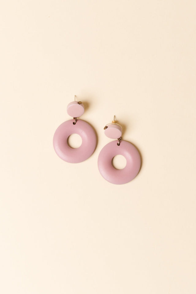Dia Pink Circle Drop Earrings image 1