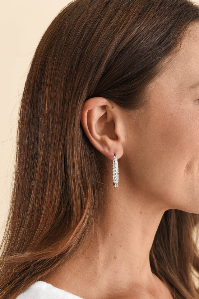 Dolce Vita Silver Diamante Hoop Earrings image 3