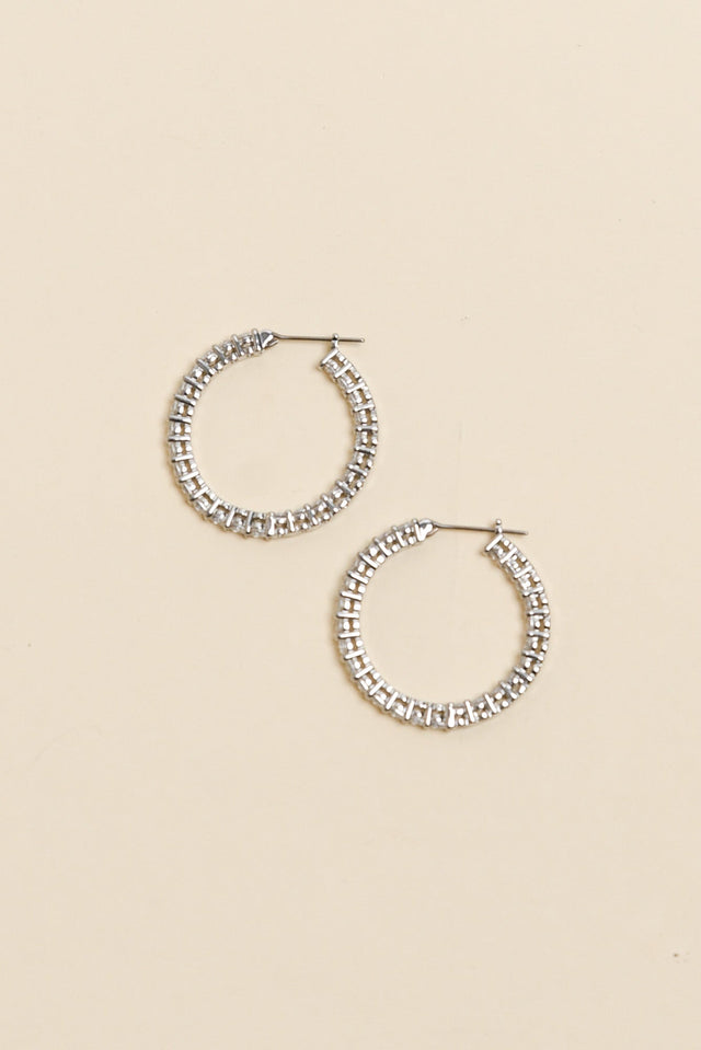 Dolce Vita Silver Diamante Hoop Earrings image 1